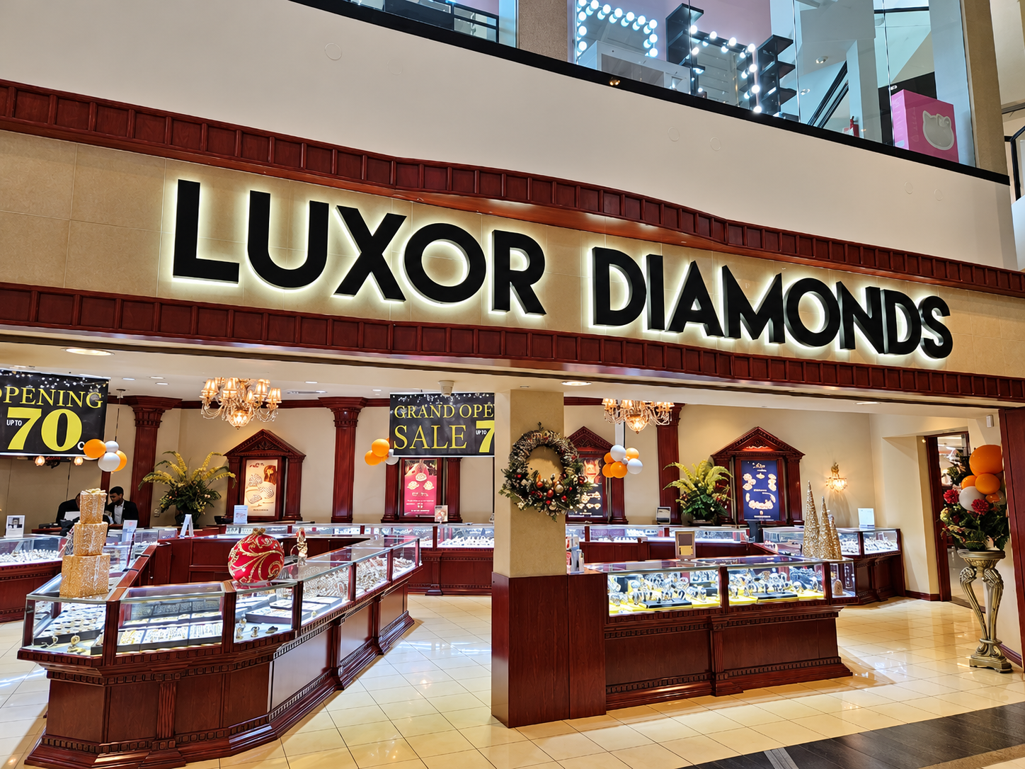 Luxor Diamonds storefront and jewellery counters at Town East Mall, Mesquite